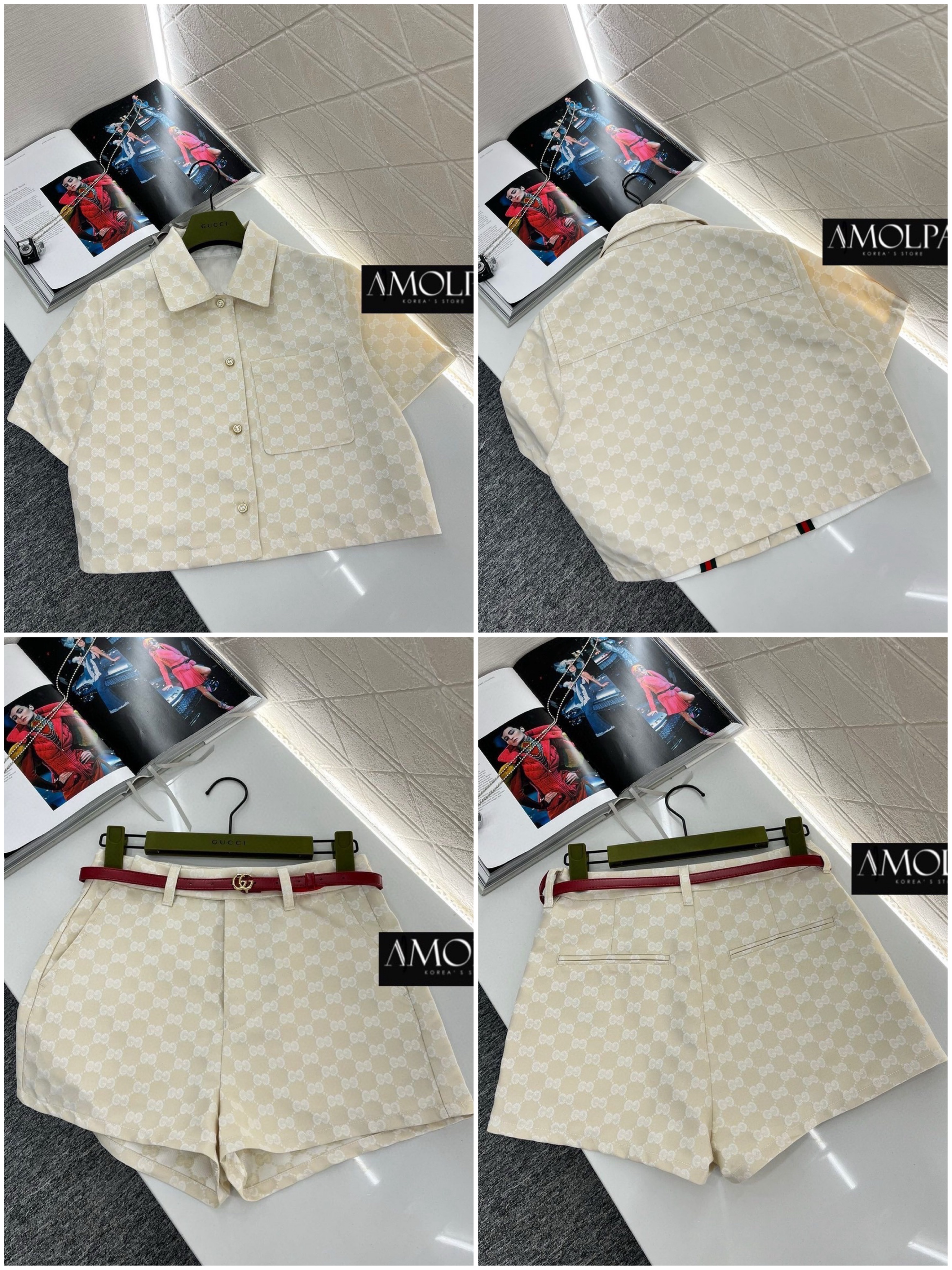 SET GUCCI TEXTURE 2024SS งาน HIEND ผ้าดี มีน้ำหนักสุดๆ เย็นมากๆ ห้ามพลาดเลยน๊า สวยสุดๆ : สินค้าคุณภาพ (พร้อมส่ง)