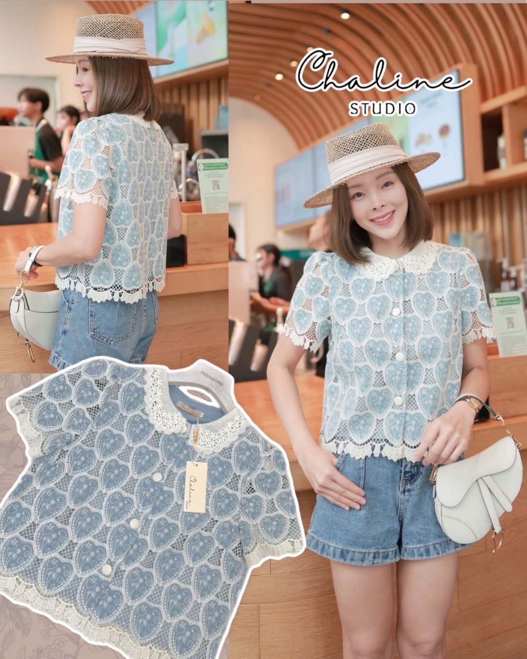 เสื้อลูกไม้คอตตอนซิลค์เนื้อดี ผ้าฉลุลายสวยงามทั้งตัว ชายแขนชายเสื้อหยักโค้งตามเชิงลูกไม้ สีสวยละมุน คอแต่งปกลูกไม้น่ารัก ใส่สบาย : สินค้าคุณภาพ (พร้อมส่ง)