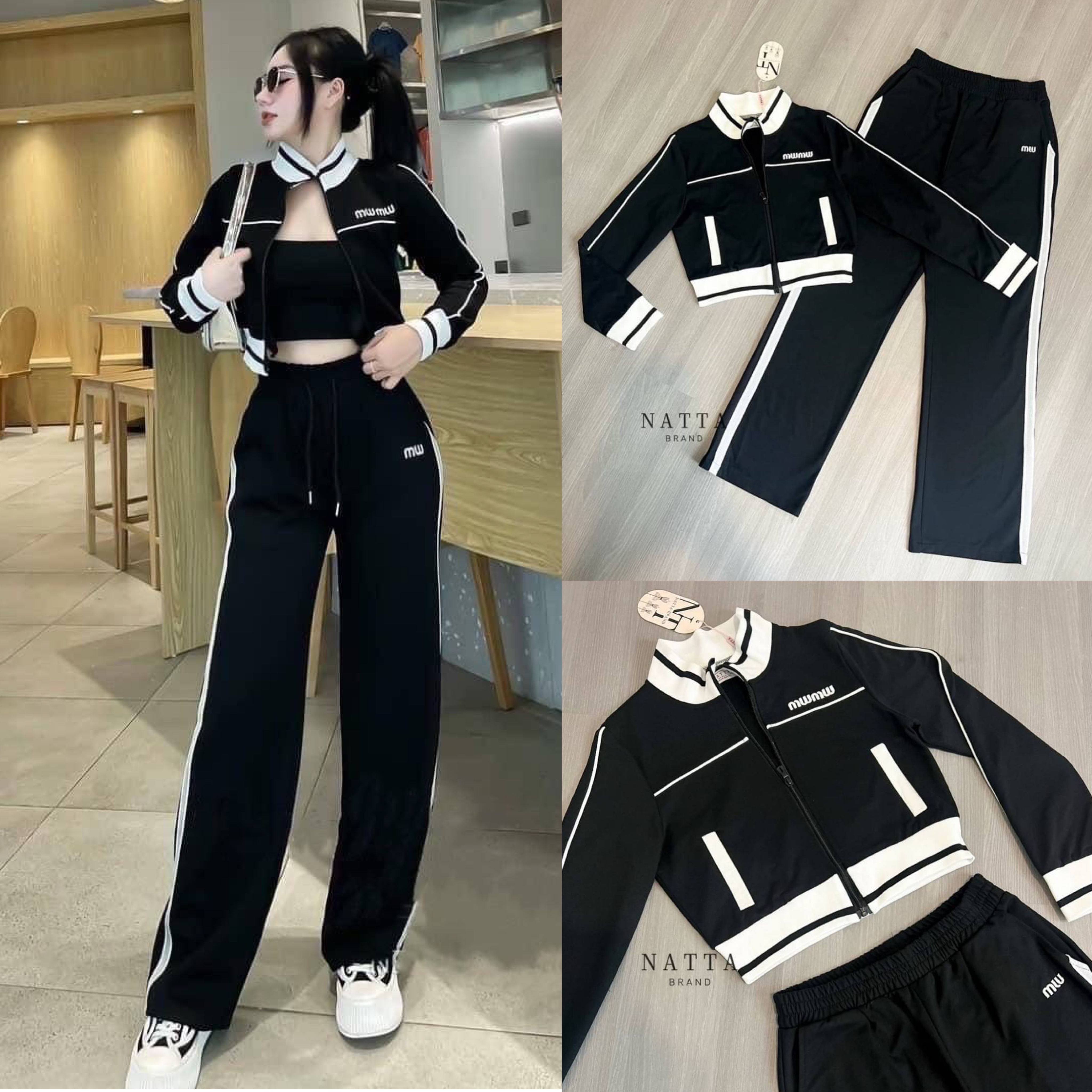 ชุด Set Warm งานปักลายที่เสื้อและกางเกง มาพร้อมกางเกงทรง Oversize เอวยางยืด ใส่สบาย สินค้าคุณภาพ (พร้อมส่ง)