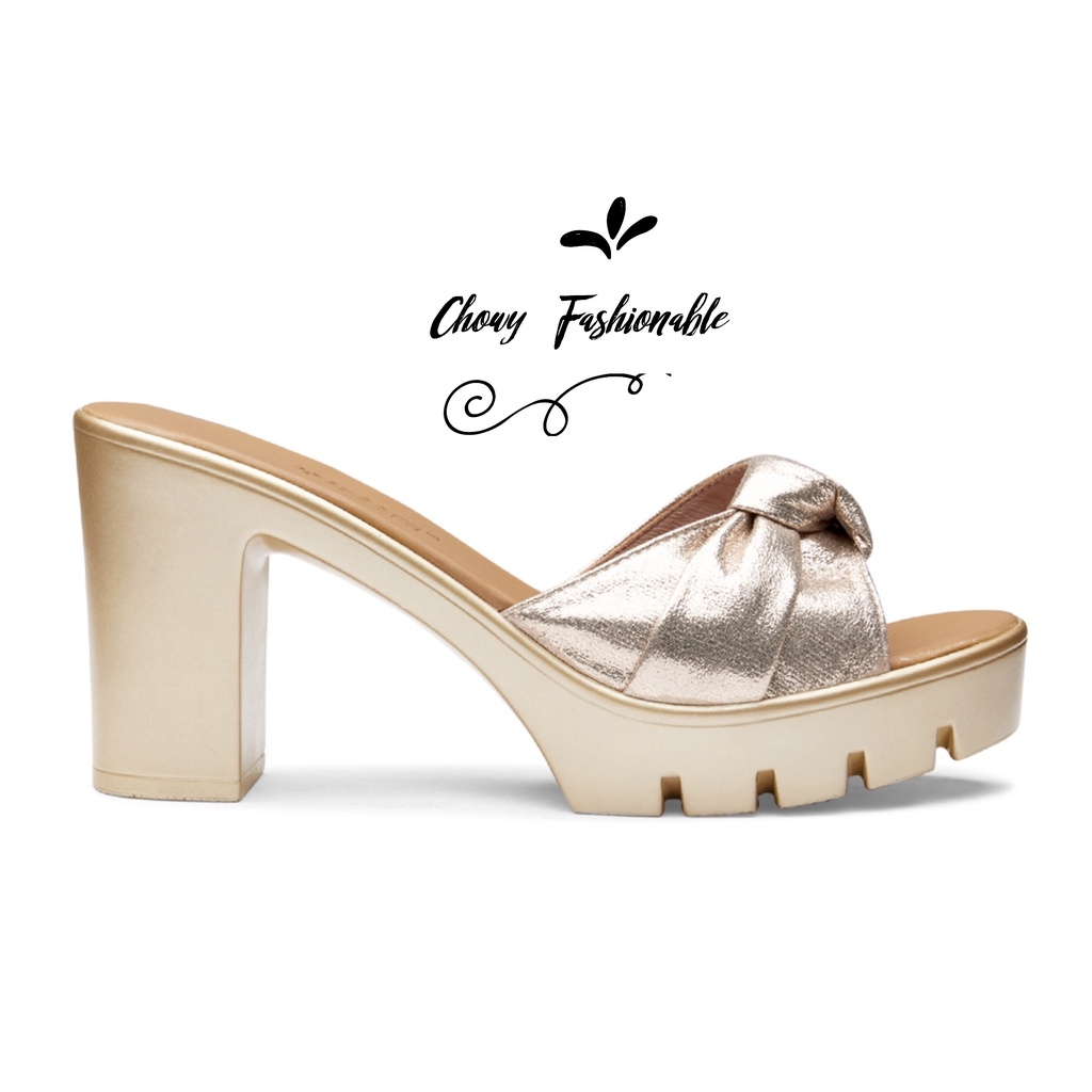 รองเท้าไซส์ใหญ่ 42-43 แตะส้นตึกสูง 4 นิ้ว หนังเลื่อม KR0984