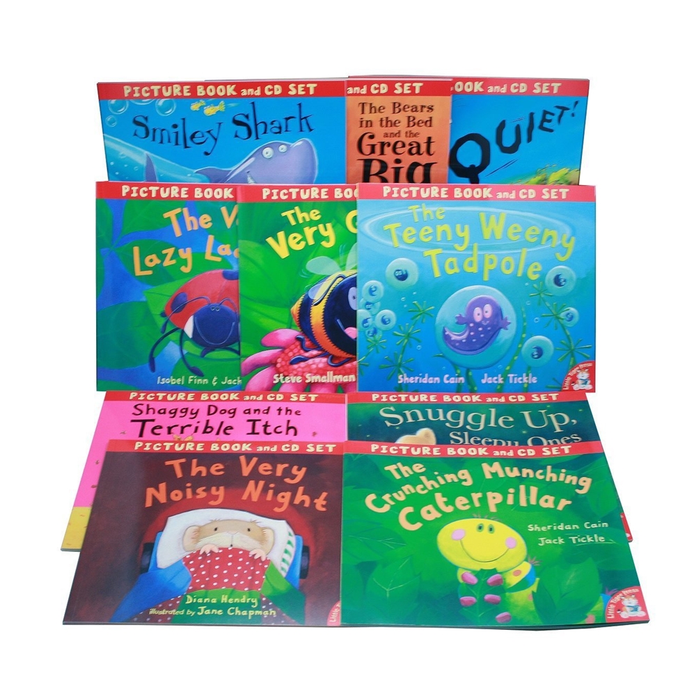 Little Tiger Press : 10 Picture Book and CD Sets : The Crunching Munching Caterpillar and Other Stories Collection เซตหนังสือนิทานภาพพร้อมซีดี : Paul Bright & Guy Parker-Rees & Jack Tickle & Claire Freedman