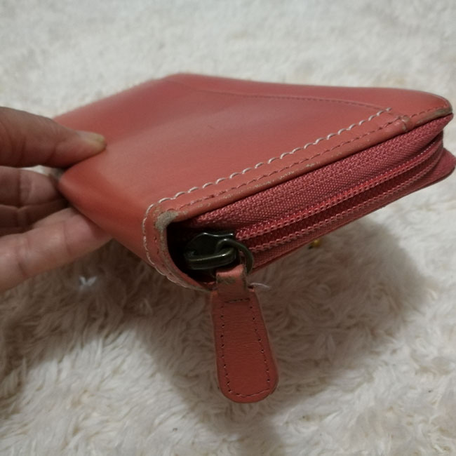 กระเป๋าสตางค์หนังแท้ ATSUKI ONISHI สีส้มโอโรส ช่องเยอะะะ