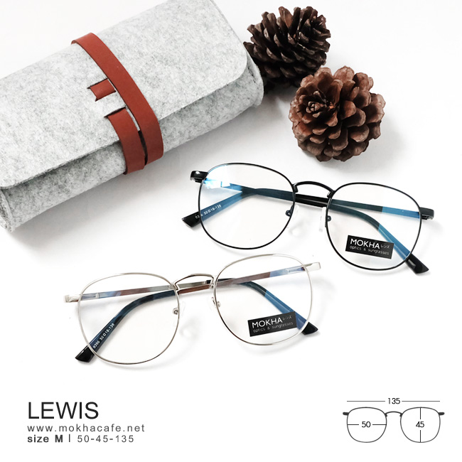 LEWIS - black กรอบแว่นตา ทรงเหลี่ยม กรอบโลหะ กว้าง 135 มม. (sizeM) H45