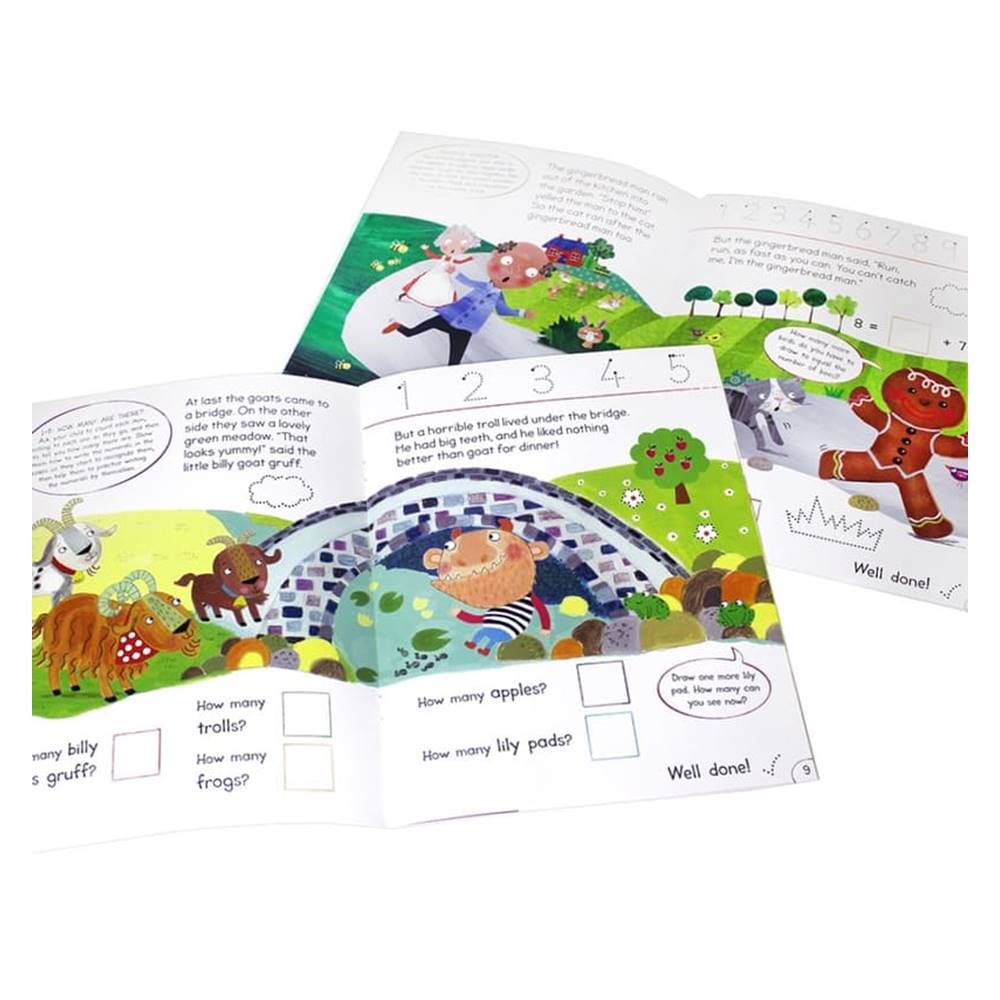 Miles Kelly : Get Set Go Numbers Age 4-6 : Classic Fairly Tales 4 Books Collection : เซตหนังสือเสริมสร้างความเข้าใจเกี่ยวกับตัวเลขผ่านนิทาน 3 เล่ม Gingerbread Man, Elves, Jack, 3 Billy Goats