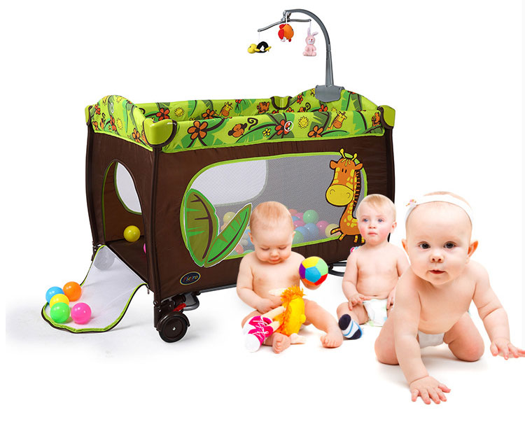 เปลนอนเด็ก Playpen เพเพล ลายยีราฟ พร้อมโมบายและถุงใส่ผ้าอ้อม