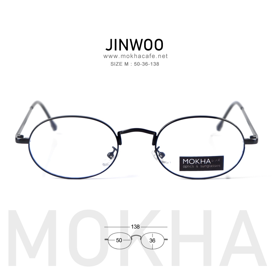 JINWOO - black กรอบโลหะ แว่นทรงกลม รีหยดน้ำ กว้าง 138 มม.(sizeM) H36 กรอบแว่น