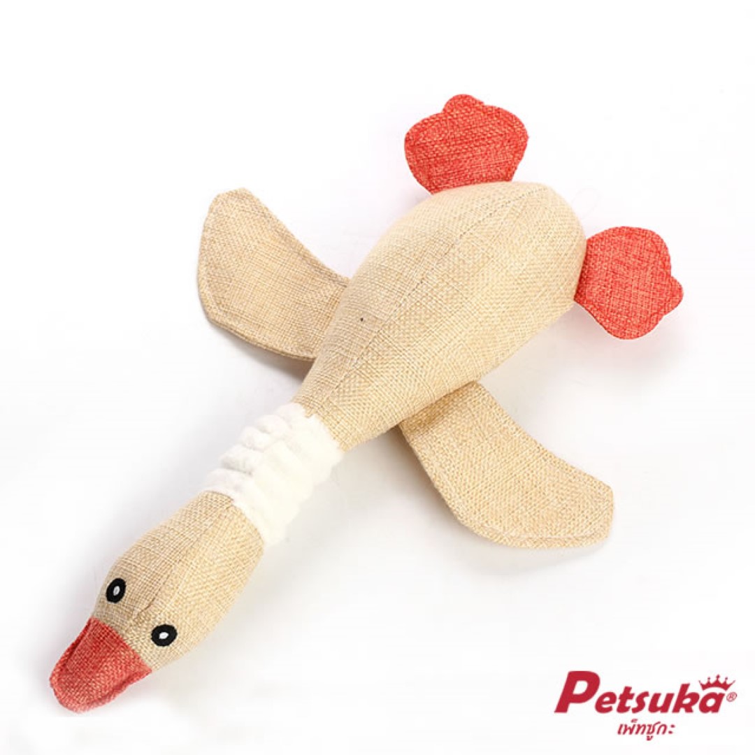 ตุ๊กตาเป็ด ของเล่นสุนัข Petsuka ของเล่นขัดฟันสัตว์เลี้ยง มีเสียง สีเหลือง
