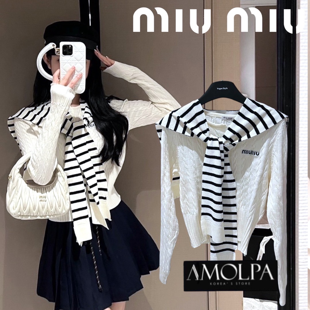 เสื้อไหมพรม MIU MIU KNIT งาน 1 : 1 เนื้อผ้าดีม๊ากกกก ผ้าใส่สบายมาก ใส่สบาย : สินค้าคุณภาพ (พร้อมส่ง)