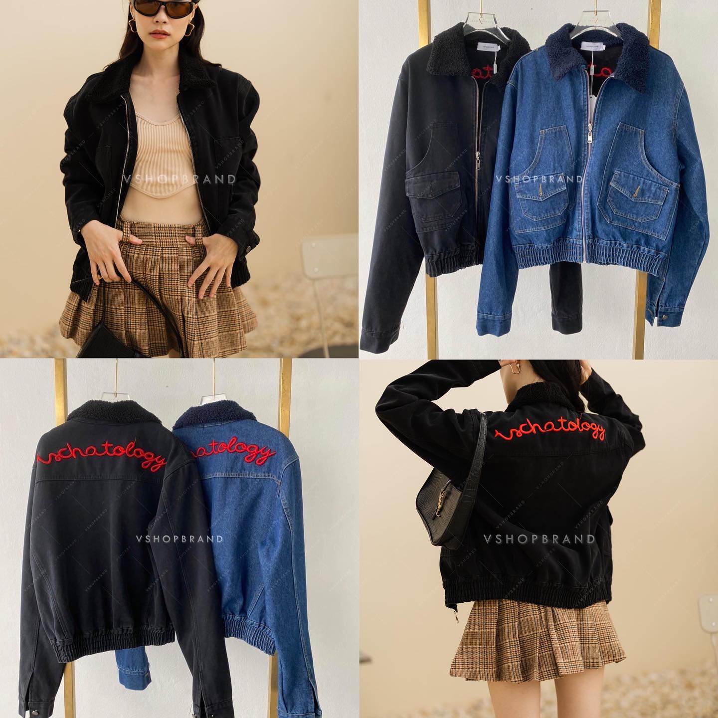 แจ็คเก็ตยีนส์ปกขน ปักหลัง : สินค้าคุณภาพ (พร้อมส่ง)