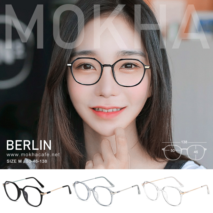 BERLIN - black gold กรอบแว่น แว่นตาทรงเหลี่ยม กว้าง 138 มม. (sizeM)