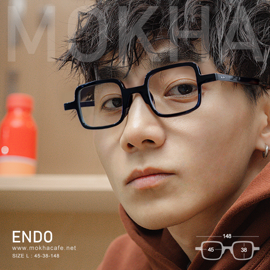 ENDO - black กรอบแว่น ทรงเหลี่ยม TR90 ยืดหยุ่น กว้าง 148 มม. (sizeL) H38