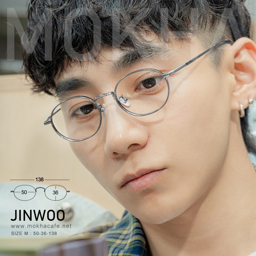 JINWOO - silver กรอบโลหะ แว่นทรงกลม รีหยดน้ำ กว้าง 138 มม.(sizeM) H36 กรอบแว่น