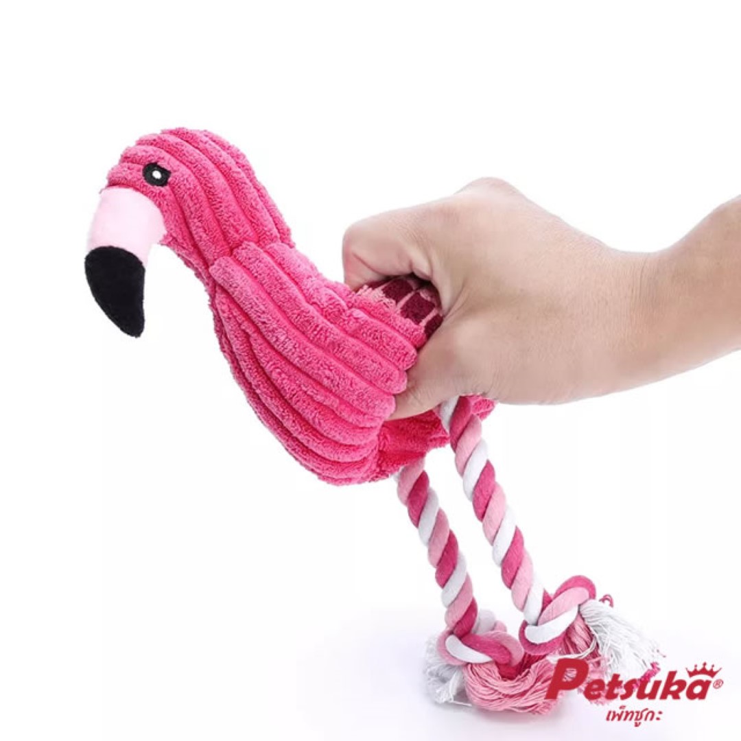 ตุ๊กตาสุนัข Petsuka ตุ๊กตานกฟลามิงโก้มีเสียง ตุ๊กตาขัดฟันสัตว์เลี้ยง