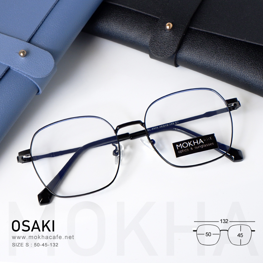 OSAKI - black แว่นตา ทรงเหลี่ยม กรอบโลหะ น้ำหนักเบา กว้าง 132 มม. (sizeS) H45