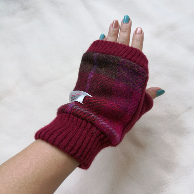 ถุงมือ HARRIS TWEED ถุงมือครึ่งท่อน ขนสัตว์หนา