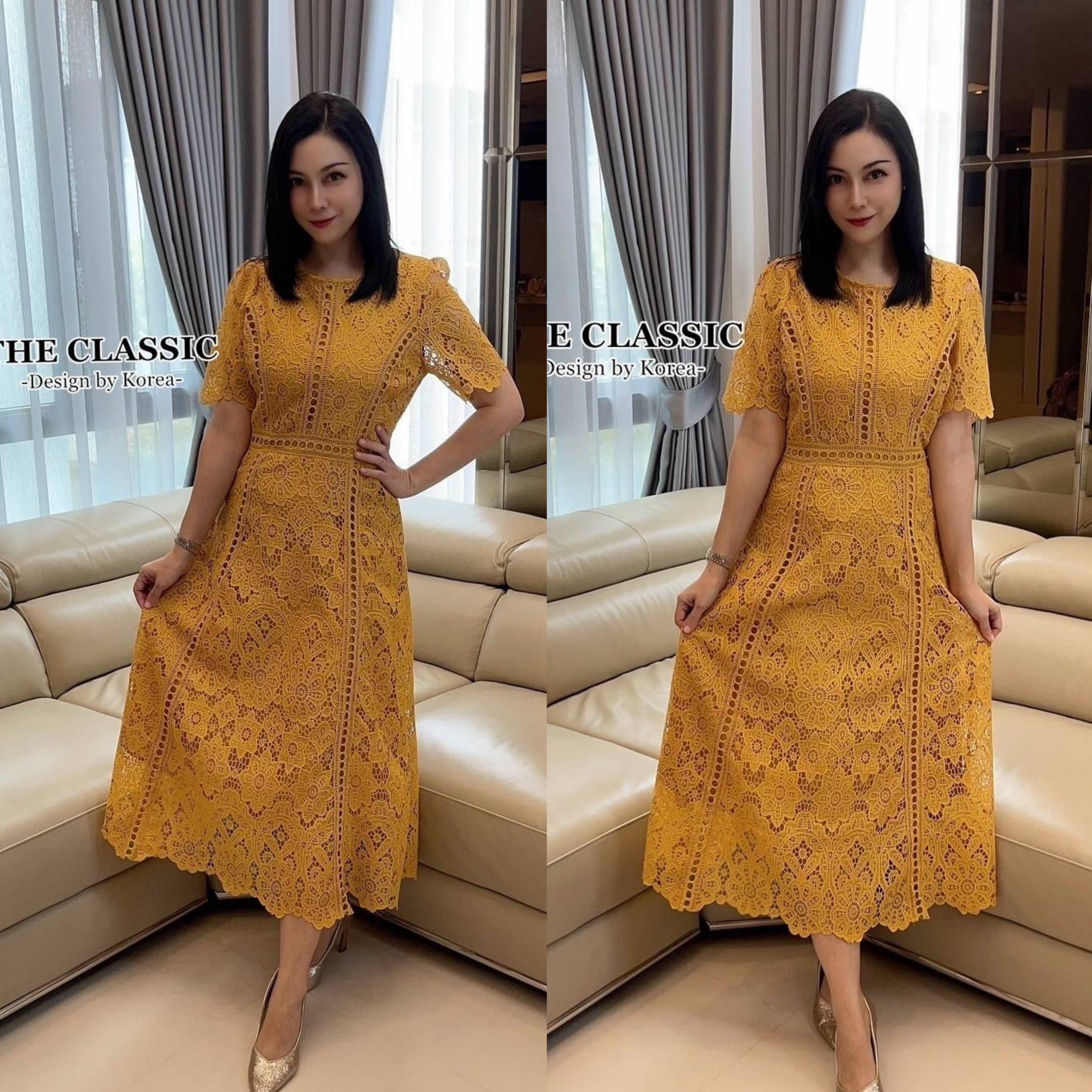 เดรสยาวลูกไม้ คอกลมใช้ผ้าลูกไม้เนื้อหนาอย่างดี ขึ้นลวดลายดอกไม้ ลายชัด ผ้าแน่นสวย ตัดต่อเพิ่มดีเทลแต่งด้วยลูกไม้ทรงกลมหลายจุด ใส่สบาย : สินค้าคุณภาพ (พร้อมส่ง)