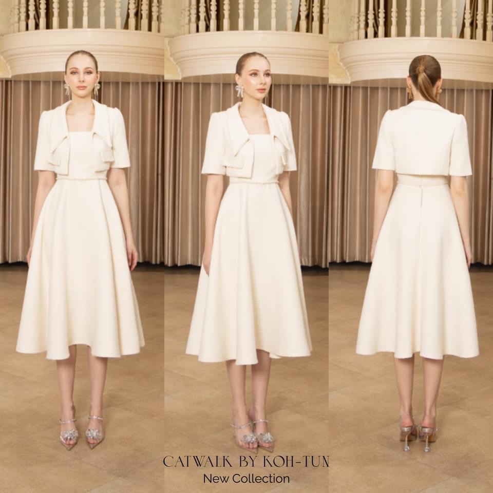 เซตเดรสยาวกระโปรงย้วย+เสื้อคลุมแต่งมุก +เข็มขัดมุก เซตนี้คุ้มมาก เนื้อผ้าทวิตเกรดเอ ใส่สบาย สินค้าคุณภาพ (พร้อมส่ง)