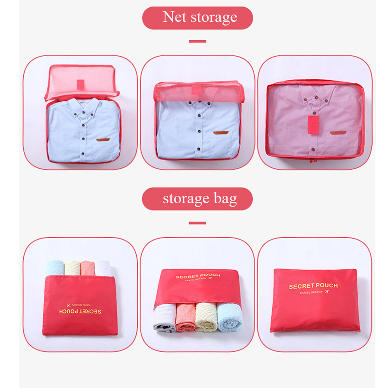 Travel Season กระเป๋าจัดระเบียบเดินทาง 7 ชิ้น จัดกระเป๋าเดินทาง ท่องเที่ยว ใส่เสื้อผ้า ชุดชั้นใน รองเท้า พกพาสะดวก มีให้เลือก 14 สี/ลาย