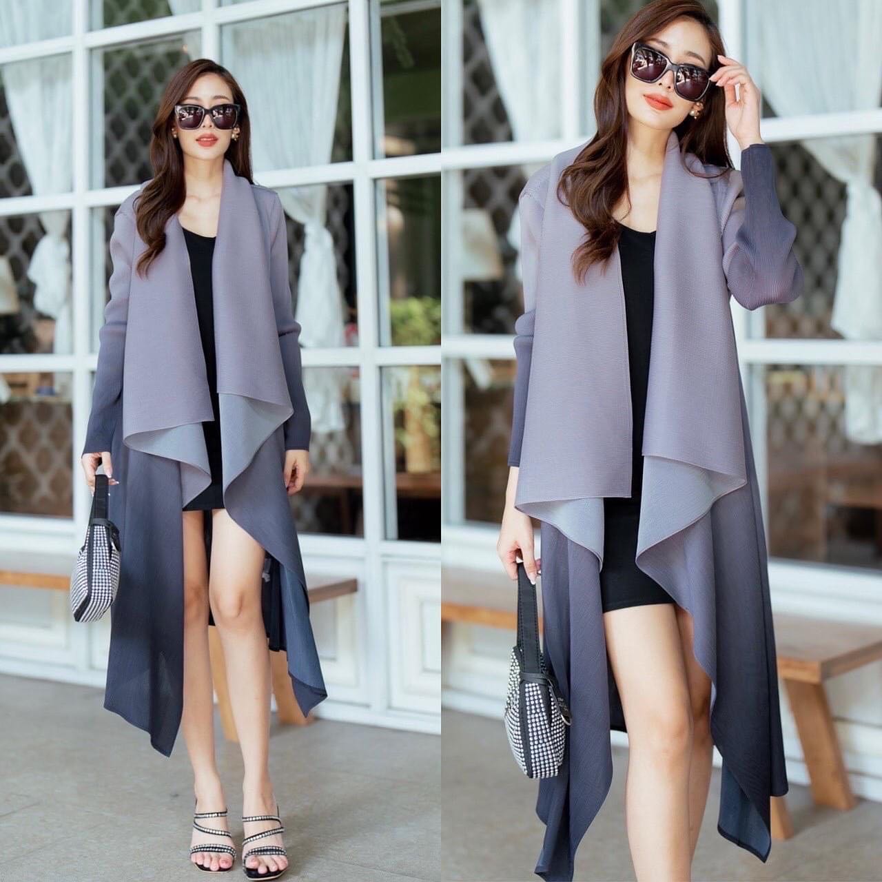 เบรเซอร์ตัวยาว อัดพลีท 100% เนื้อเดียวกับงาน Brand ดีไซน์เก๋ ด้วยแพตเทิร์น ปกใหญ่ซ้อน ปลายระย้า ทรงผีเสื้อ สินค้าคุณภาพ (พร้อมส่ง)