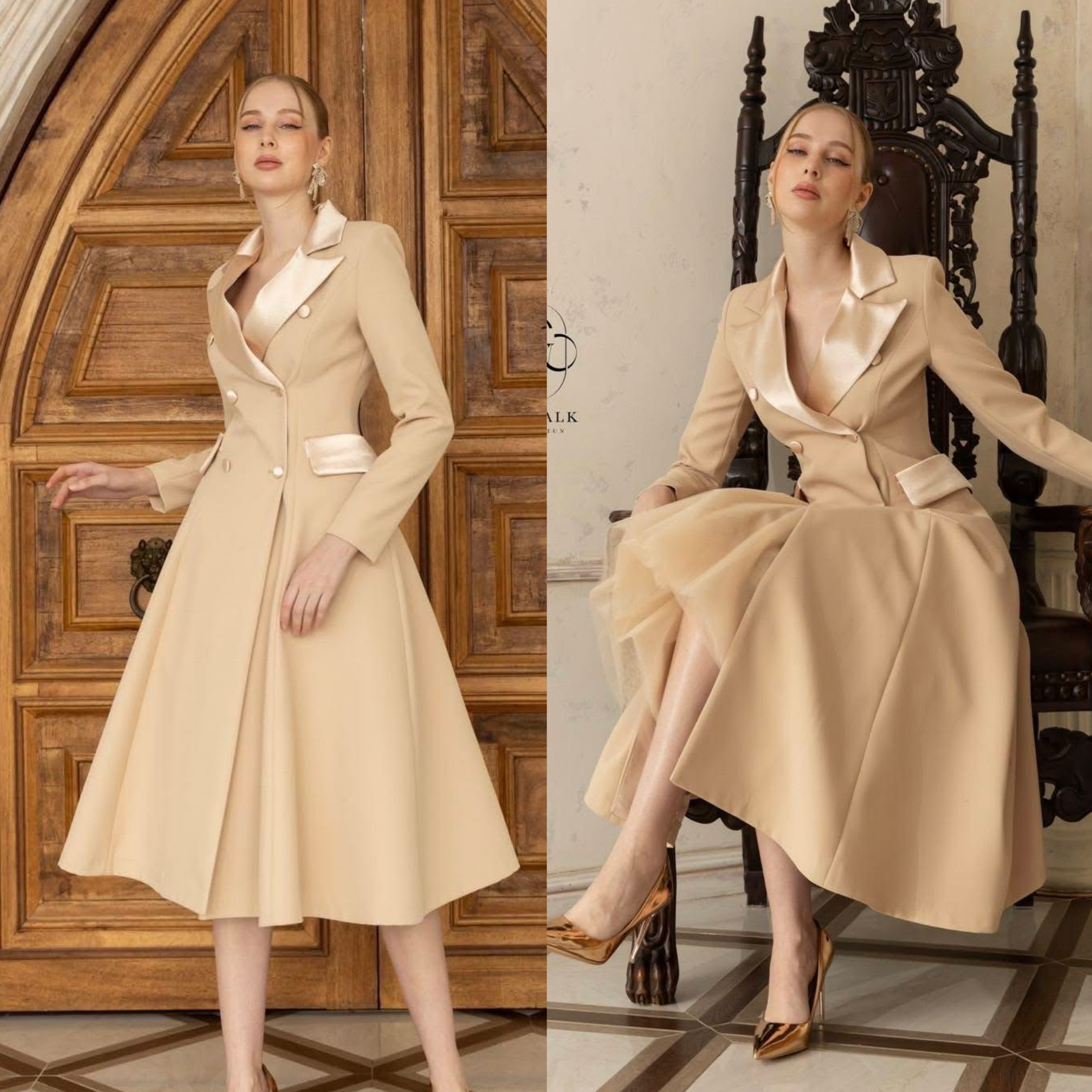 เดรสปกเลื่อมกระโปรงบาน+กระโปรงสุ่ม งานผ้าเนื้อดี ผ้าสวยสุดๆ ใส่สบาย : สินค้าคุณภาพ (พร้อมส่ง)