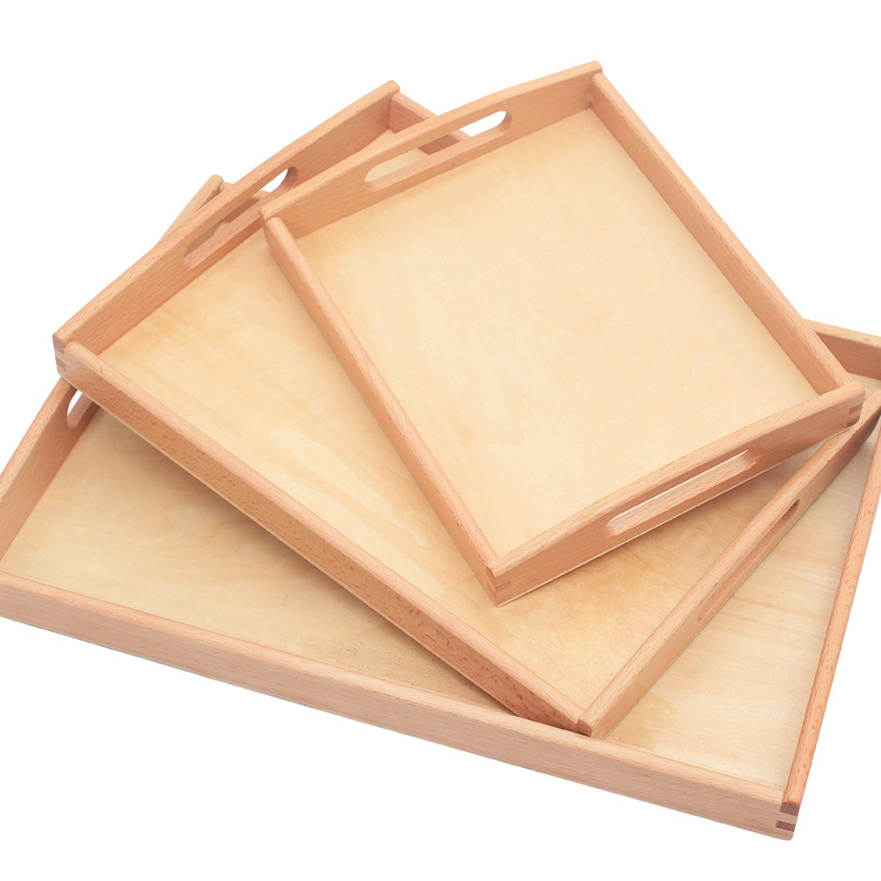 ถาดไม้ Montessori Tray ถาดสำหรับวางอุปกรณ์มอนเตสซอรี่ ขนาด S/M/L