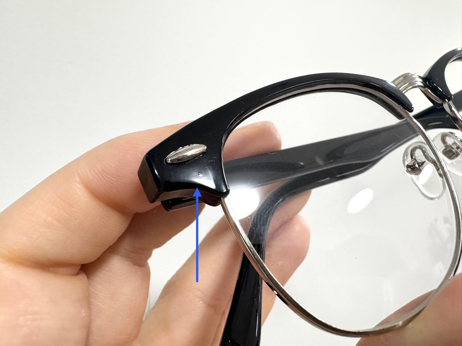 (ตำหนิ) MERLIN - silver black กรอบแว่น วินเทจ แว่นตา ClubMaster น้ำหนักเบา กว้าง 130 มม. (sizeS) H43