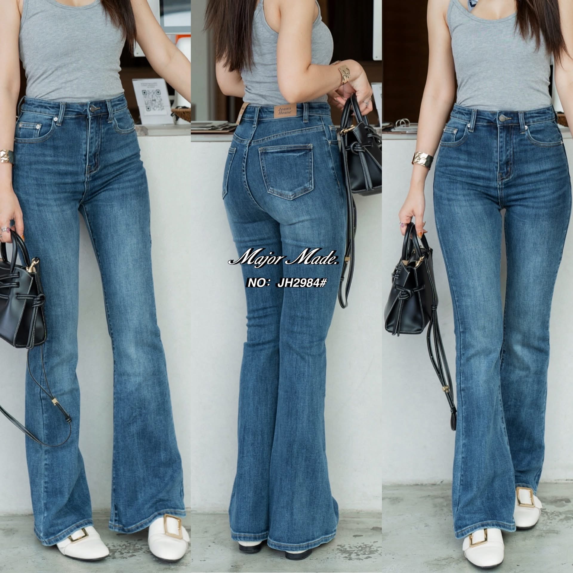 กางเกงยีนส์ขาม้ายาว ทรงเอวสูงงงง รุ่นนี้ขอบอกเลยผ้านิ่มมากๆๆ เนื้อผ้านิ่มหนา ใส่ทรงเป๊ะเข้ารูป ปลายขากลวงสวย ใส่แล้วเพรียวสุดๆ ใส่สบาย : สินค้าคุณภาพ (พร้อมส่ง)