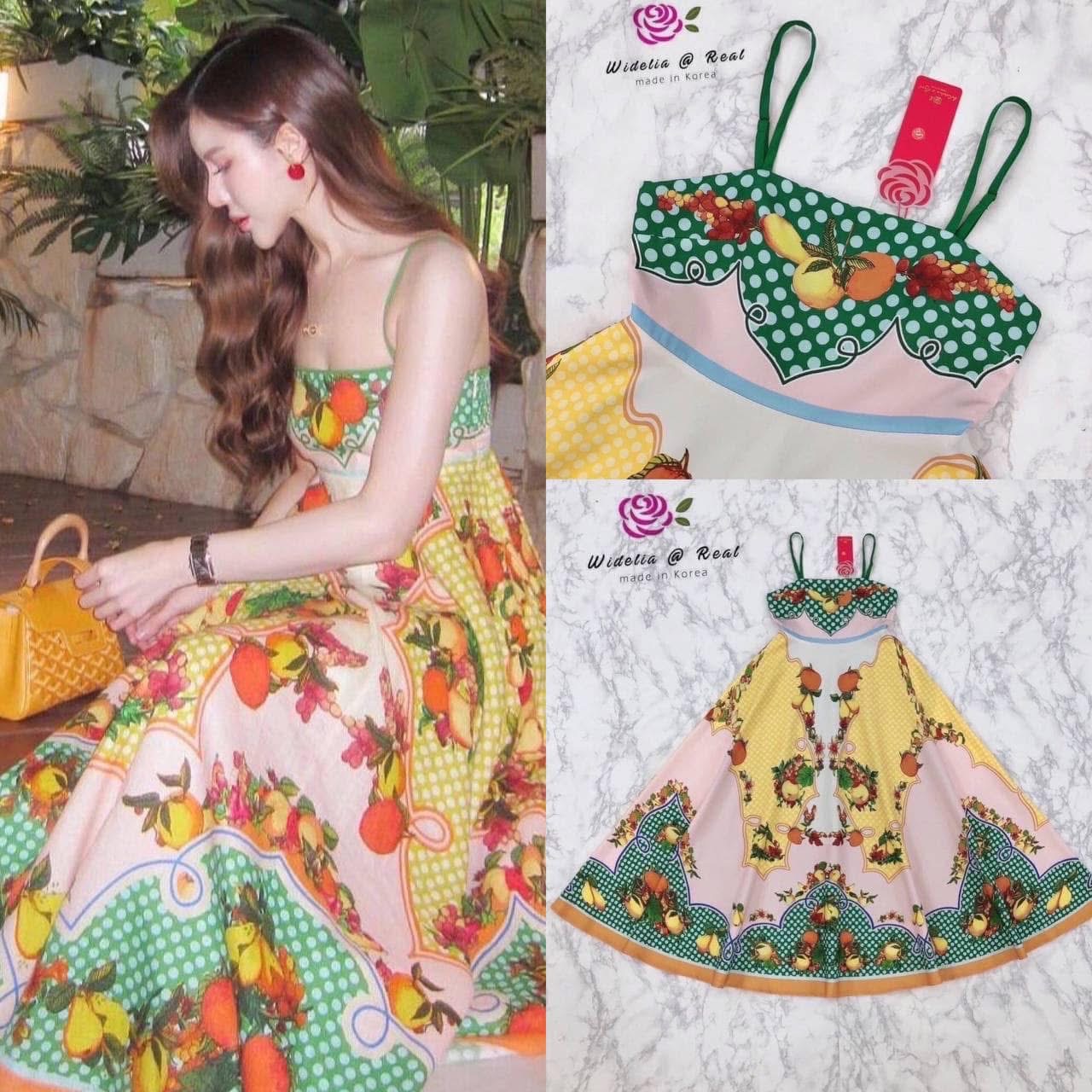 เดรสสายเดี่ยวตัวสวยทรงดี ตัวเดรสเลือกใช้ผ้าเนื้อสวยลายเลม่อน(มะนาว) สีสันสวยสดใน ท่อนล่างเดรสทรงเอพองบานสวย ใส่สบาย : สินค้าคุณภาพ (พร้อมส่ง)