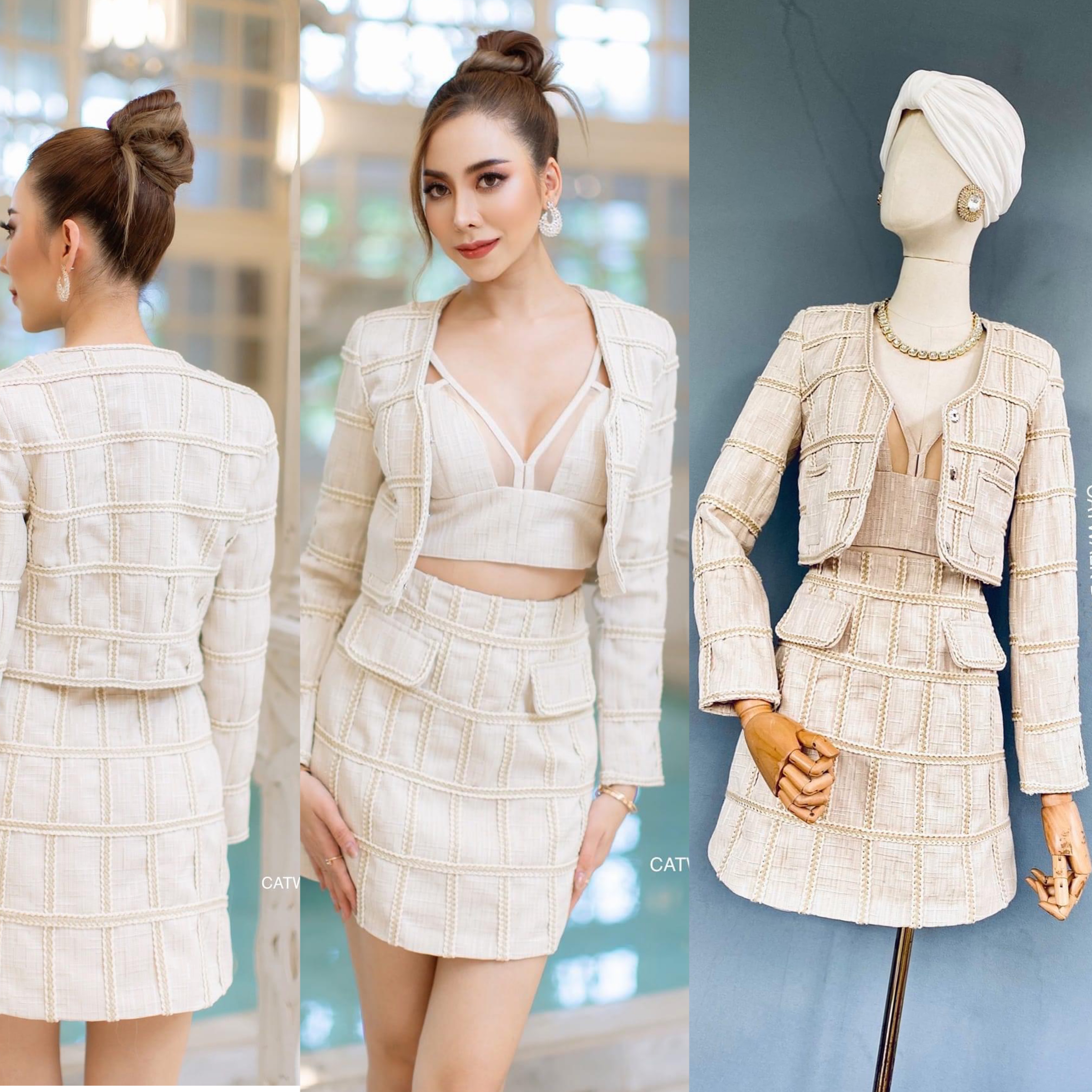 เซต 3 ชิ้น เสื้อคลุม+เสื้อครอป+กระโปรง เนื้อผ้าเกรดA++ สวยมาก สินค้าคุณภาพ (พร้อมส่ง)