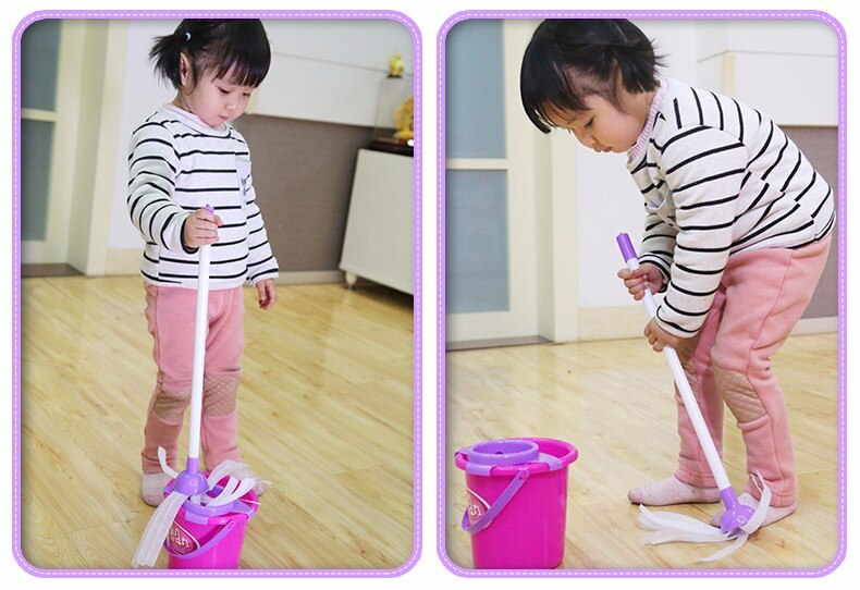 [ส่งฟรี] ของเล่นแม่บ้าน รถเข็นแม่บ้าน ของเล่นงานบ้าน รถเข็นของเล่น ไม้กวาดเด็ก ไม้ถูพื้นเด็ก ชุดทำความสะอาดเด็ก Little Helper
