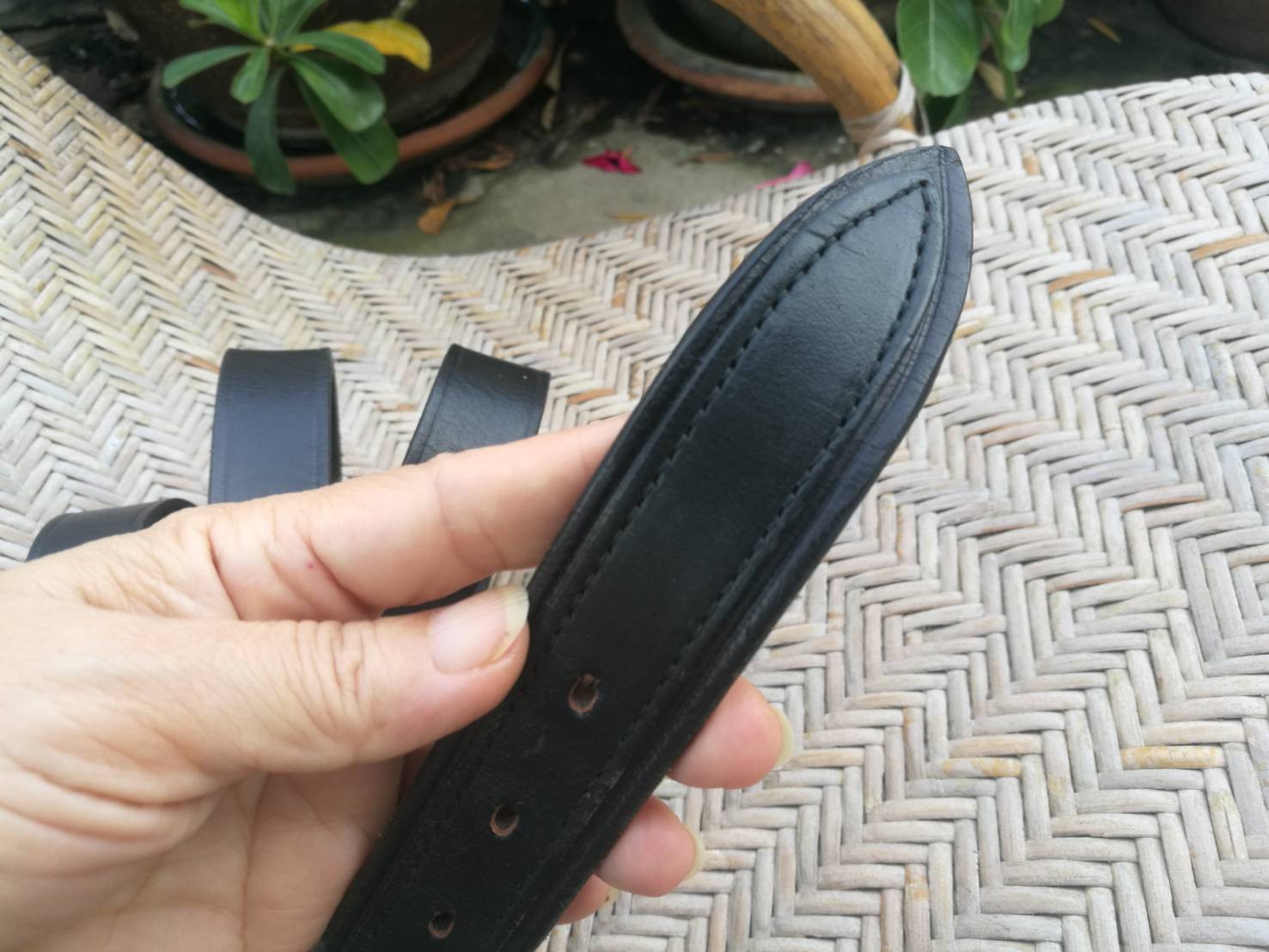 เข็มขัดชาย หนังแท้สีดำ สวย หนังหนาทนมาก