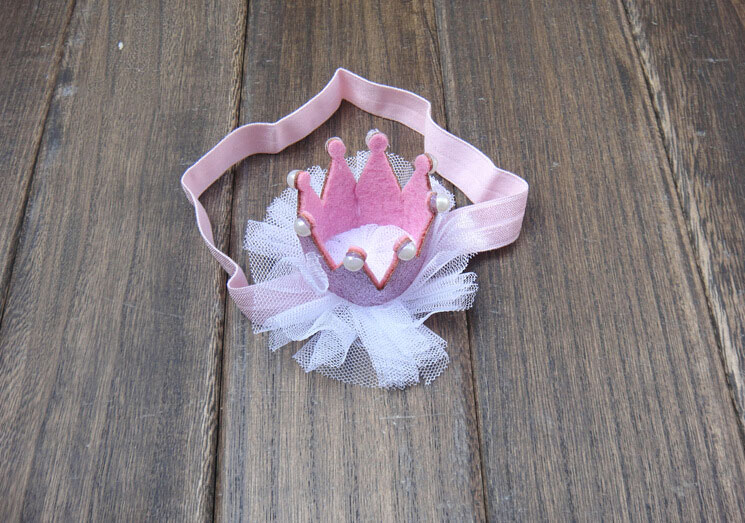 ที่คาดผมมงกุฎเด็กเล็ก ฐานจีบรูดระบายสีขาว สำหรับเด็กวัย 0-2 ปี