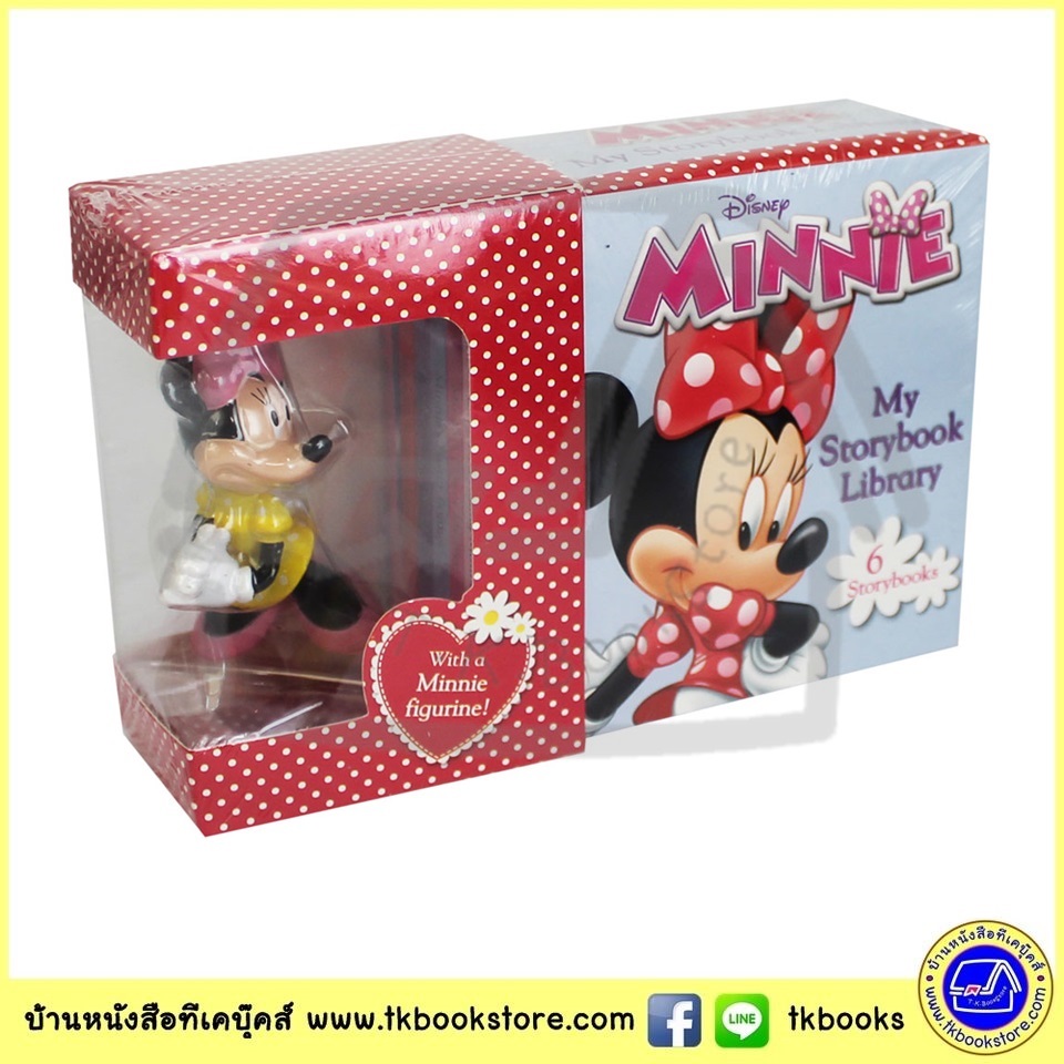 Mini Board books Set : Disney Minnie My Little Storybook Library With Figurine มินิบอร์ดบุ๊คส์ 6 เล่ม พร้อมมินิฟิกร์มินี่เมาส์