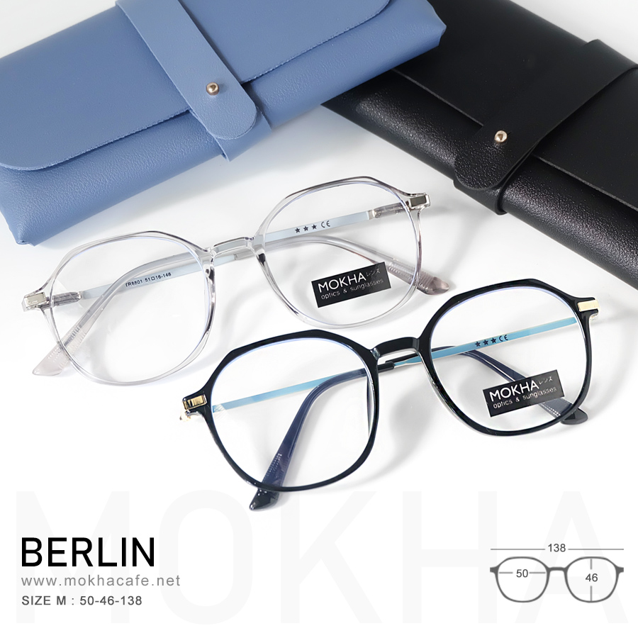 BERLIN - black gold กรอบแว่น แว่นตาทรงเหลี่ยม กว้าง 138 มม. (sizeM)