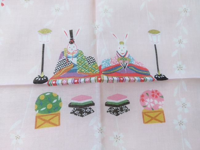 ผ้าเช็ดหน้าลายบ่าวสาวญี่ปุ่น น่ารักมากกก ผ้าสวยมาก