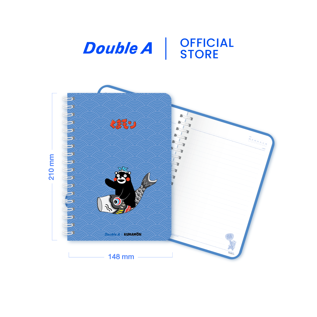 สมุดบันทึกเข้าเล่มแบบสันห่วง A5 ลาย Kumamon 80 แกรม 60 แผ่น 4 เล่ม (คละแบบ)