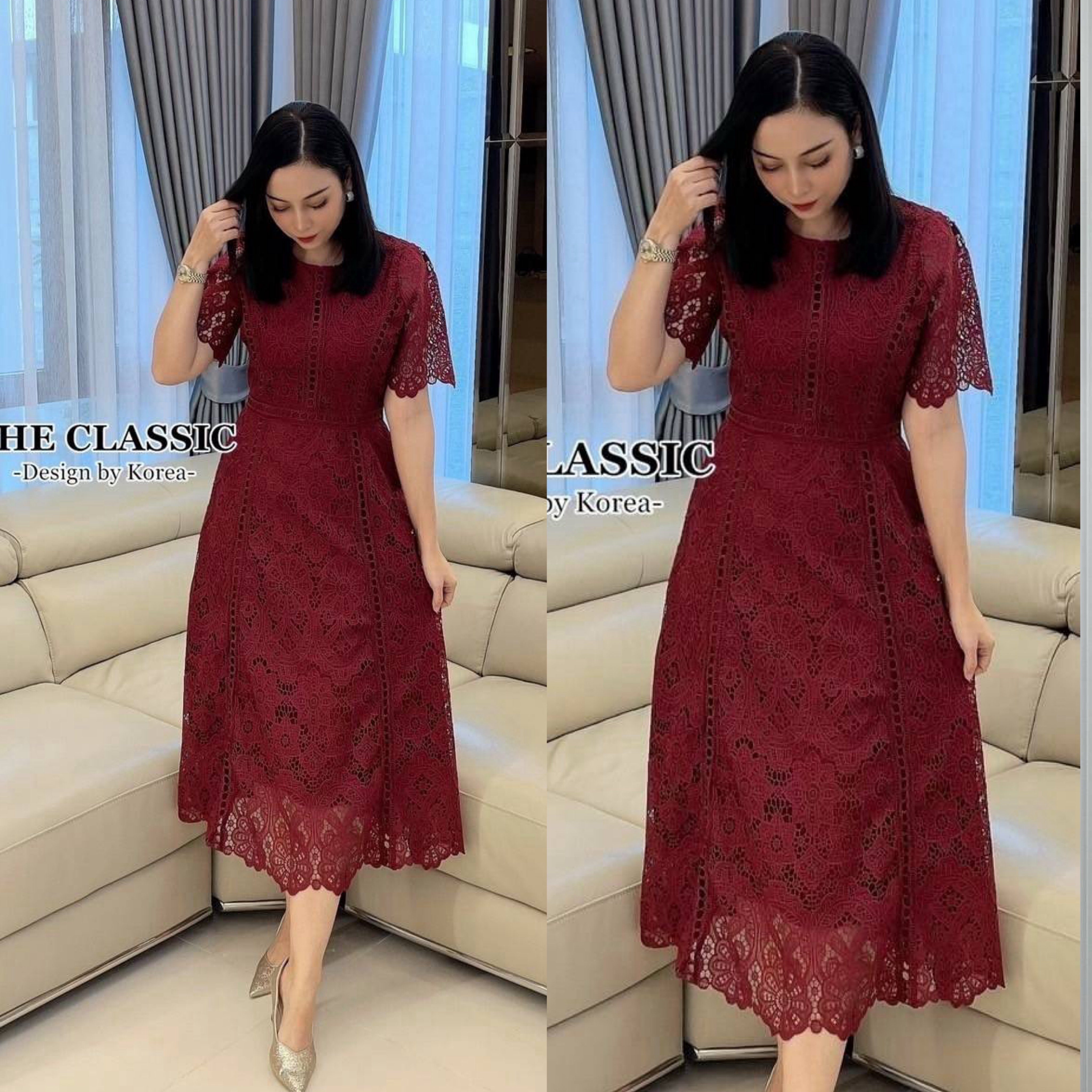 (ไซส์อก46) เดรสยาวลูกไม้ คอกลมใช้ผ้าลูกไม้เนื้อหนาอย่างดี ขึ้นลวดลายดอกไม้ ลายชัด ผ้าแน่นสวย ตัดต่อเพิ่มดีเทลแต่งด้วยลูกไม้ทรงกลมหลายจุด ใส่สบาย : สินค้าคุณภาพ (พร้อมส่ง)