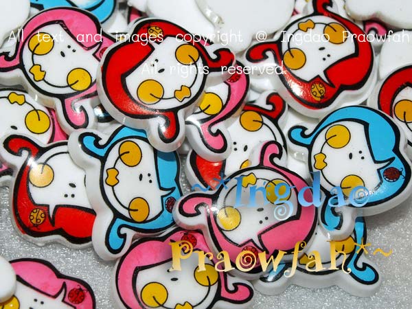 2954mt ตัวติดเรซิ่นหน้าเด็กผู้หญิง ขนาด 1 นิ้ว คละสี (ราคาต่อแพ๊ค/บรรจุ 10 ชิ้น)