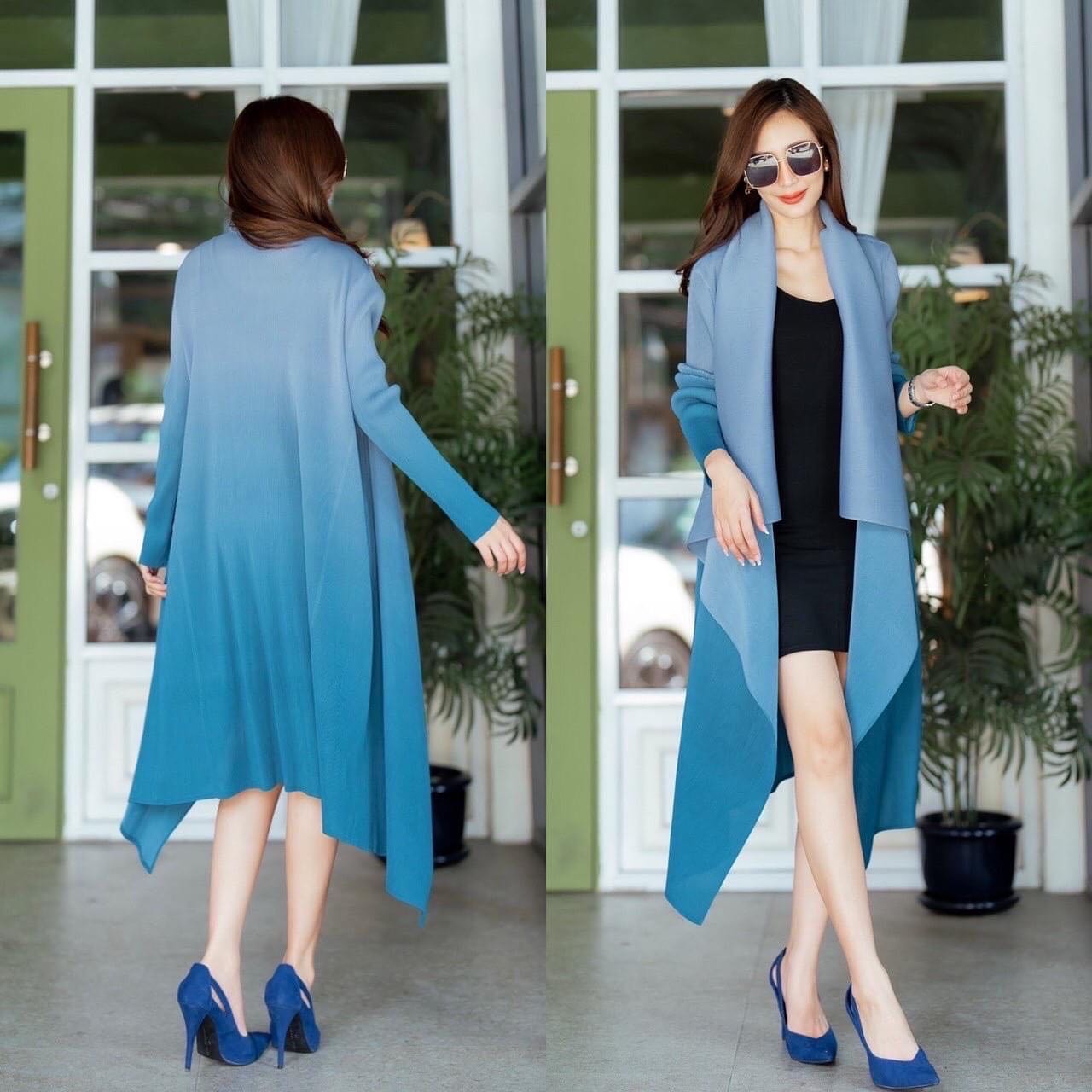 เบรเซอร์ตัวยาว อัดพลีท 100% เนื้อเดียวกับงาน Brand ดีไซน์เก๋ ด้วยแพตเทิร์น ปกใหญ่ซ้อน ปลายระย้า ทรงผีเสื้อ สินค้าคุณภาพ (พร้อมส่ง)