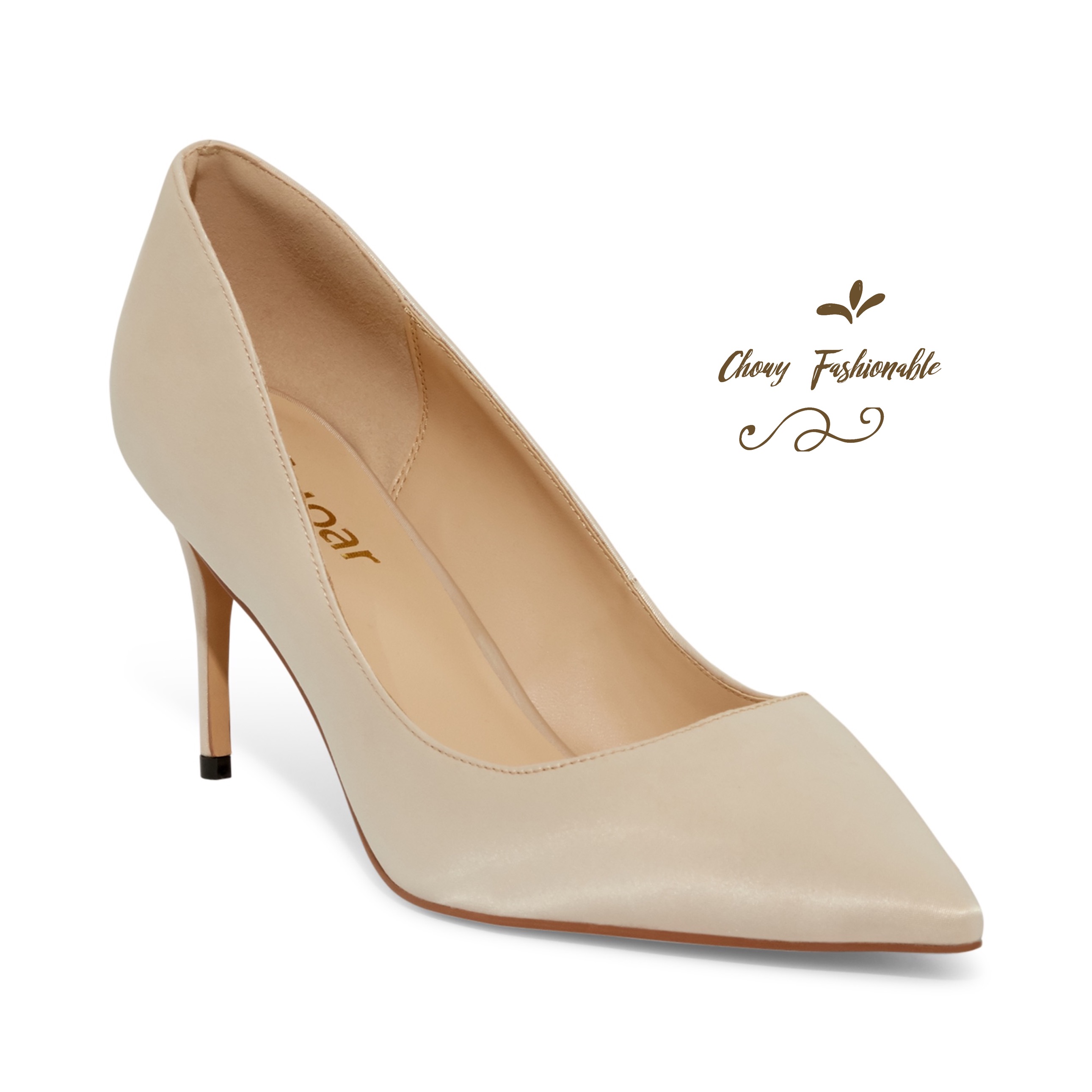 รองเท้าส้นสูงไซส์ใหญ่ 40-46 ส้นเข็ม หัวแหลม สูง 3 นิ้ว Silk Satin Luxury KR1222