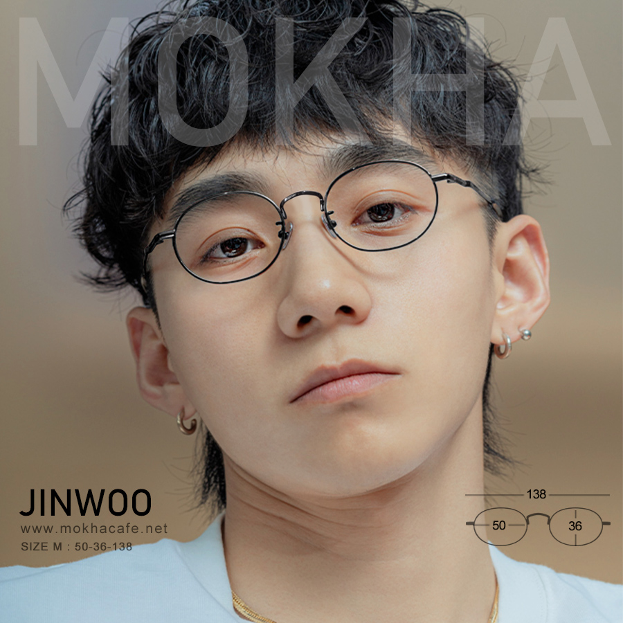JINWOO - silver กรอบโลหะ แว่นทรงกลม รีหยดน้ำ กว้าง 138 มม.(sizeM) H36 กรอบแว่น