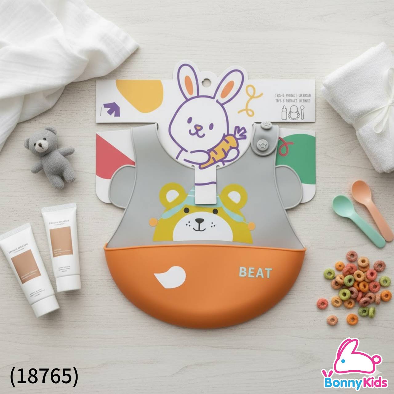 (18765) TRG-Tiny Gee ผ้ากันเปื้อน ซิลิโคน+ที่รองอาหาร