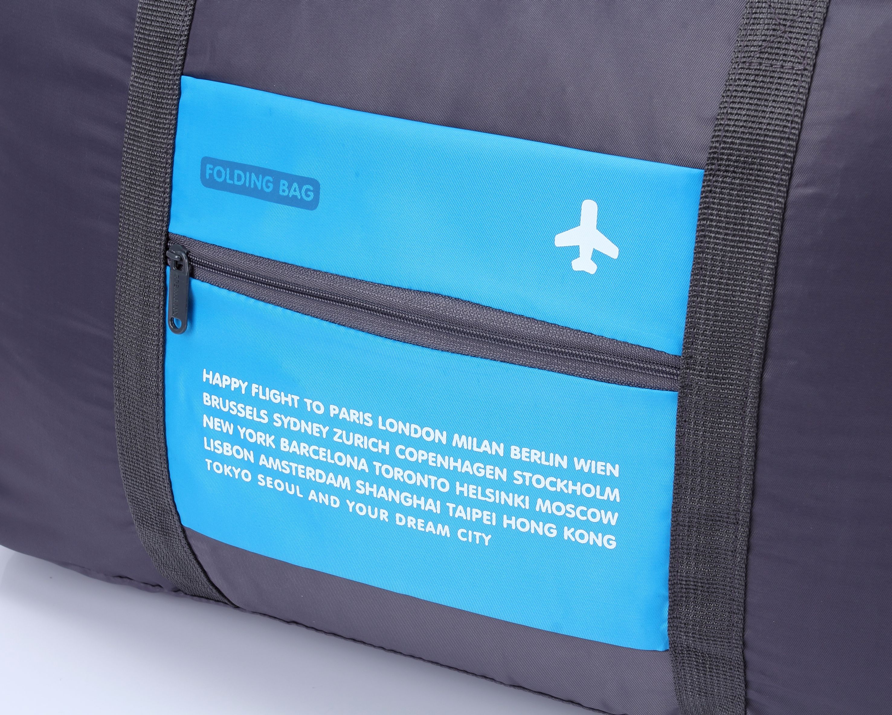 กระเป๋าเดินทางพับเก็บได้ เพื่อการเดินทาง ท่องเที่ยว ปรับสายสะพายได้ เสียบที่จับของกระเป๋าเดินทางได้ มีซิปรูดตอนพับเก็บ