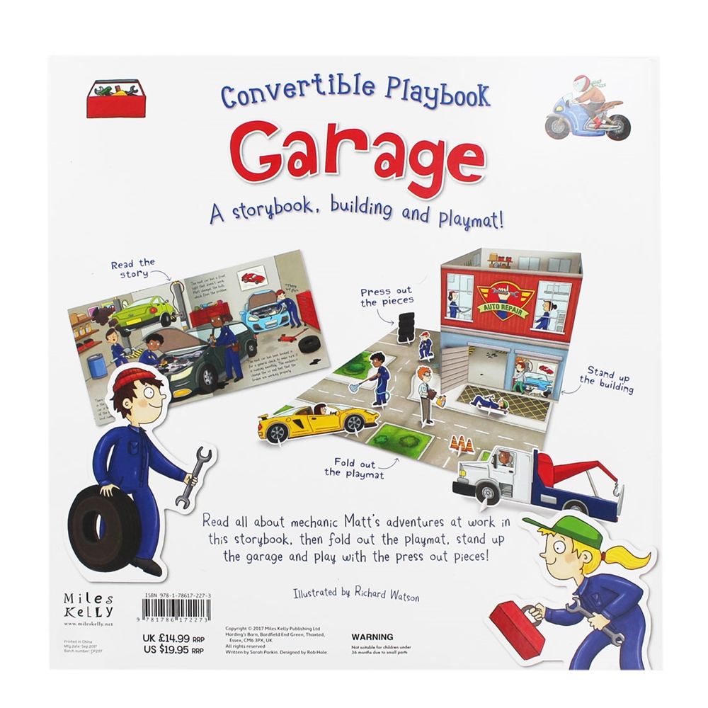 Convertible Playbook Garage : Storybook, Building and Playmat : Miles Kelly หนังสือกิจกรรม อู่ซ่อมรถ