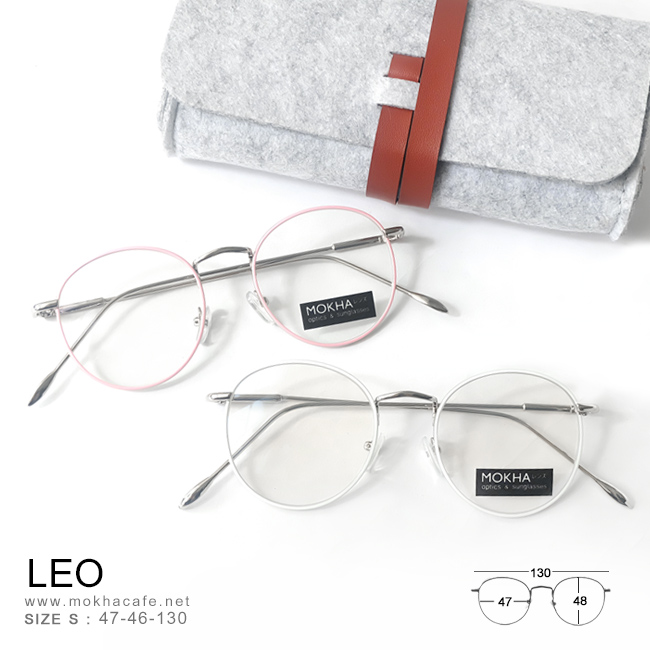 กรอบแว่น LEO - pink กรอบโลหะ ทรงกลม กว้าง 130 มม. (sizeS) H46