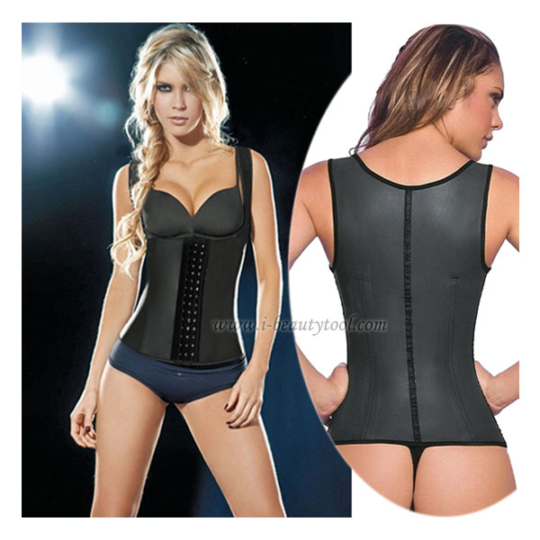 WAIST CINCHER CORSET คอร์เซ็ต ใส่ออกกำลังกาย ลดหน้าท้อง ยกกระชับหน้าอก เก็บปีก - สีดำ
