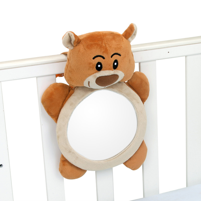 กระจกมองเด็กในรถ กระจกมองหลังติดเบาะรถสำหรับเด็กนั่งคาร์ซีท รูปตุ๊กตาวัว/หมี/เพนกวิน