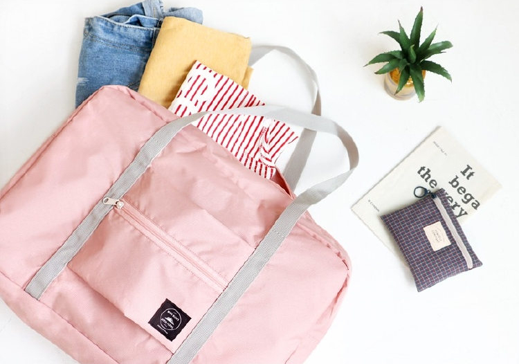 Wind Blows กระเป๋าเดินทางพับเก็บได้ เสียบที่จับกระเป๋าเดินทางได้ มีซิปรูดตอนพับเก็บ สำหรับการเดินทาง ท่องเที่ยว