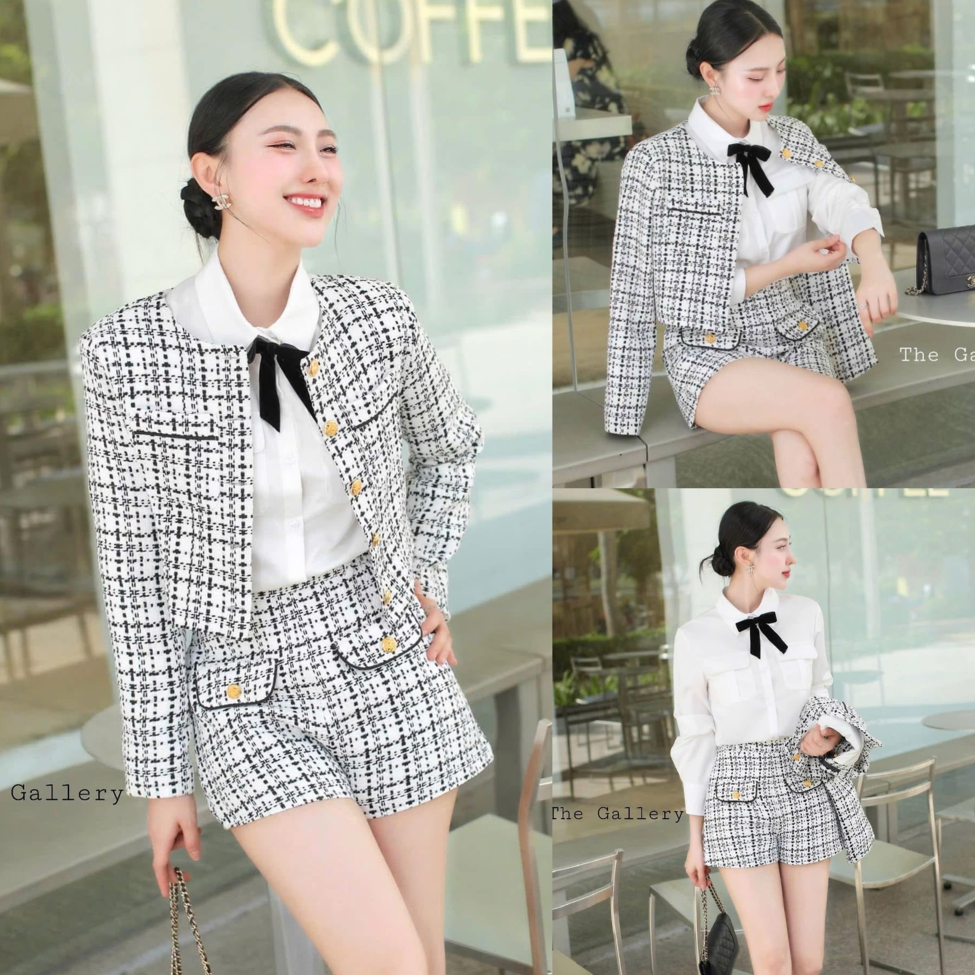 Set3ชิ้น เสื้อคลุมเบเซอร์ผ้าทวิต+เสื้อเชิ้ตสีขาว+กางเกงขาสั้น+ใส่คลุมสวยๆ เข้าเซ็ตหรือแยกแมตท์ได้หมดเลยจ้า เนื้อผ้าทวิต มีเทคเจอร์หรูหรามากๆค่ะ ใส่สบาย : สินค้าคุณภาพ (พร้อมส่ง)