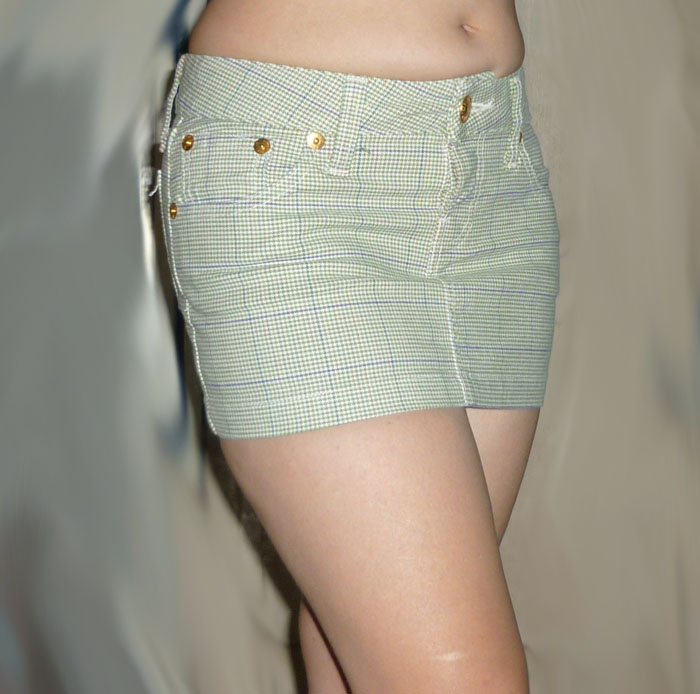 กระโปรงผ้ายีนส์ลายชิโนริ น่ารัก Made in Japan 29-32-10